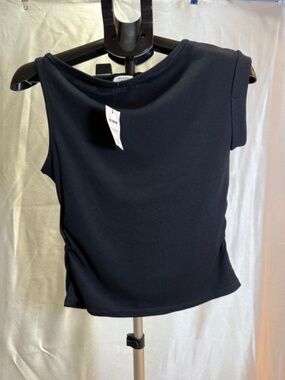Cotton On One Shoulder Black Top NWT Size M Sleeveless Knot Detail